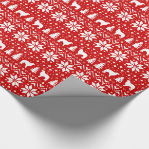 Borzoi Hond Silhouetten Kerstvakantie Rood Cadeaupapier