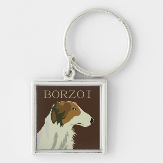 BORZOI-hond Sleutelhanger (Voorkant)