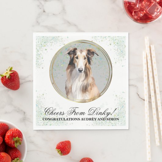 Borzoi-honden Huwelijksservetten met foto Servet (Insitu)