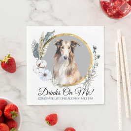 Borzoi-honden Huwelijksservetten Met Honden Foto Servet