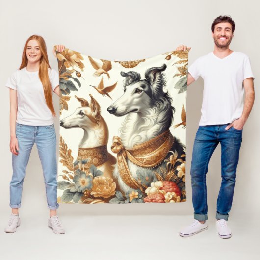 Borzoi hondenillustratie Fleece Deken (In situ)