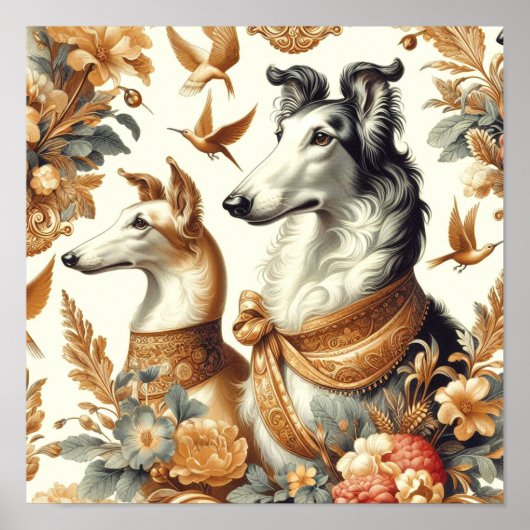 Borzoi hondenillustratie Poster (Voorkant)