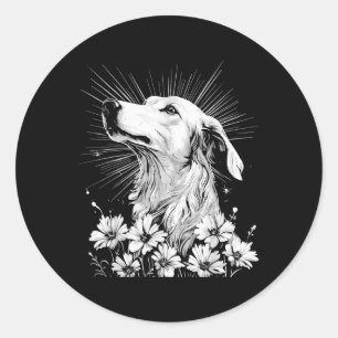 Borzoi Hondenliefhebber Retro Style Tattoo _1 Ronde Sticker