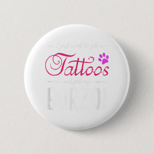 Borzoi Hondenliefhebber Tattoo Funny Dog Mom Gift Ronde Button 5,7 Cm