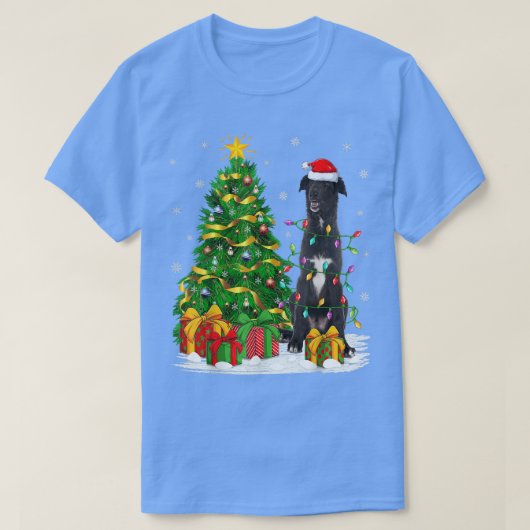 Borzoi Hondenliefhebber Xmas Tree Santa Borzoi Ker T-shirt (Design voorkant)