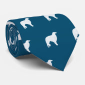 Borzoi Hondenras Silhouetten Patroon Blauw Stropdas (Opgerold)
