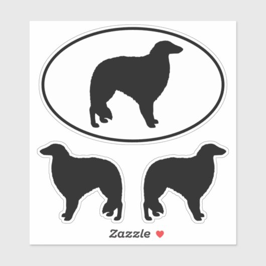 Borzoi Hondenras Silhouetten Vinyl Sticker Set (Vel)