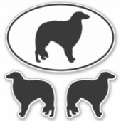 Borzoi Hondenras Silhouetten Vinyl Sticker Set (Voorkant)