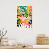 Borzoi in badkuip kunstprint Matisse-stijl hond Poster (Keuken)