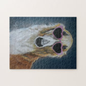 Borzoi in Heart Glasses Dog Art Puzzle Legpuzzel (Horizontaal)