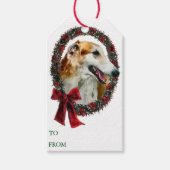 Borzoi Kerst Gift Tags Cadeaulabel (Voorkant)
