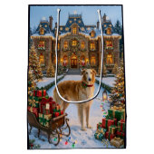 Borzoi Kerstcadeautas Medium Cadeauzakje (Achterkant)