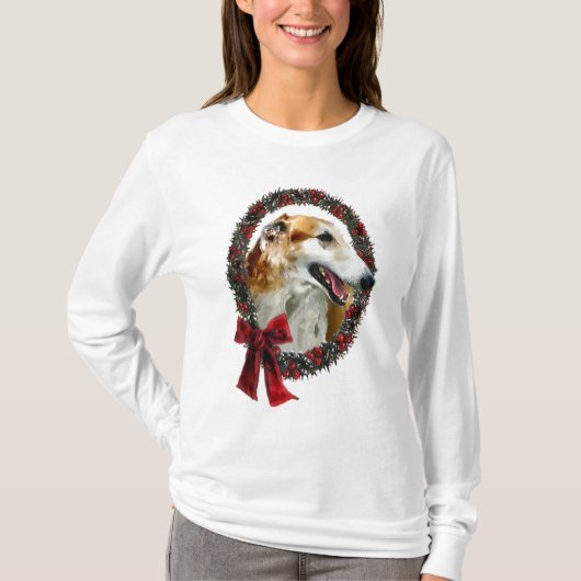 Borzoi kerstcadeautjes t-shirt (Voorkant)