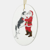 Borzoi Kerstgroet Keramisch Ornament (Links)