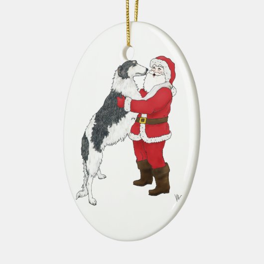 Borzoi Kerstgroet Keramisch Ornament (Links)