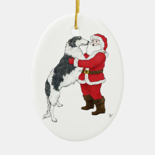 Borzoi Kerstgroet Keramisch Ornament
