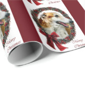 Borzoi Kerstmis Cadeaupapier (Rol Hoek)