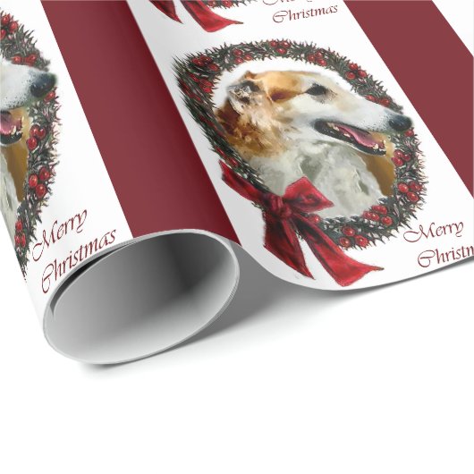 Borzoi Kerstmis Cadeaupapier (Rol Hoek)