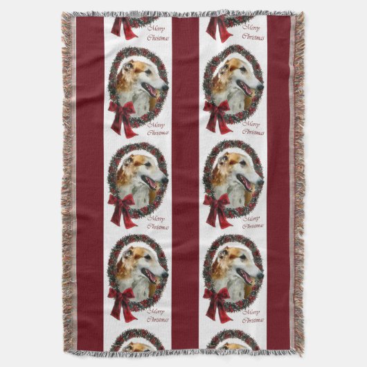 Borzoi Kerstmis Deken (Voorkant Verticaal)