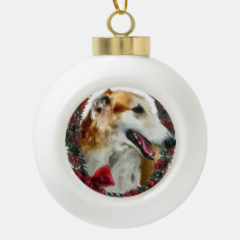 Borzoi Kerstmis Keramische Bal Ornament
