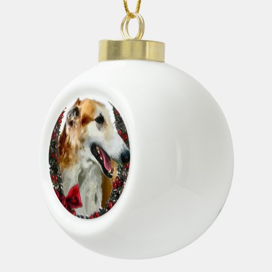 Borzoi Kerstmis Keramische Bal Ornament (Rechts)