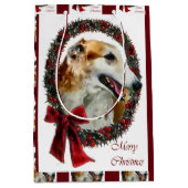 Borzoi Kerstmis Medium Cadeauzakje (Voorkant)