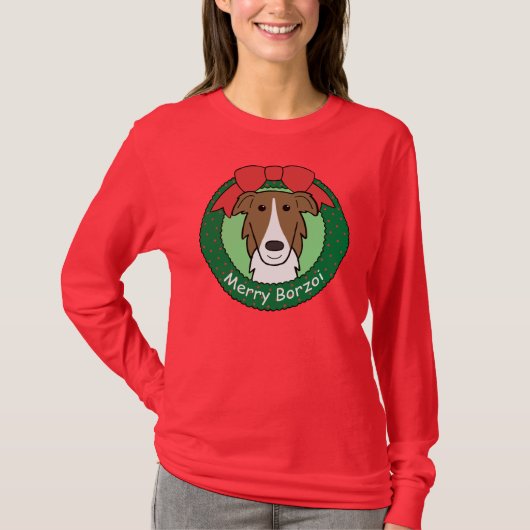Borzoi Kerstmis T-shirt (Voorkant)