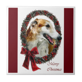 Borzoi Kerstmis Tegeltje