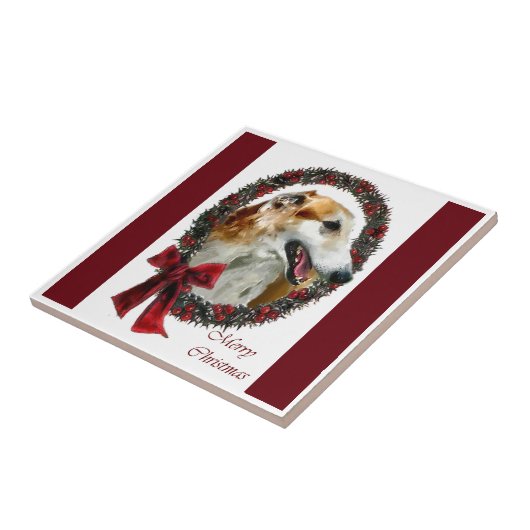 Borzoi Kerstmis Tegeltje (Zijkant)