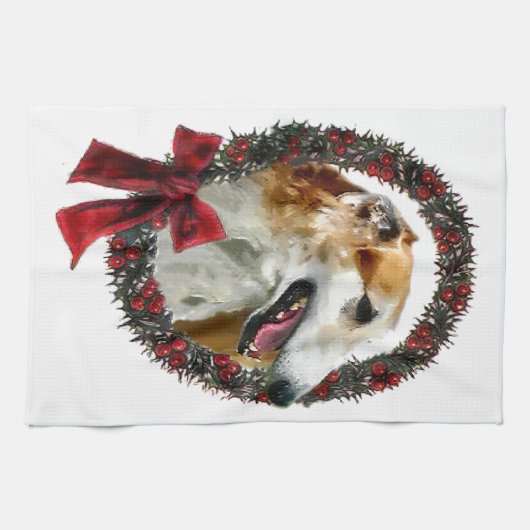 Borzoi Kerstmis Theedoek (Horizontaal)