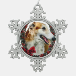 Borzoi Kerstmis Tin Sneeuwvlok Ornament