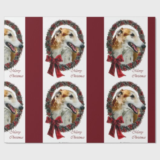 Borzoi Kerstmis Wreath Cadeaupapier (Vlak)