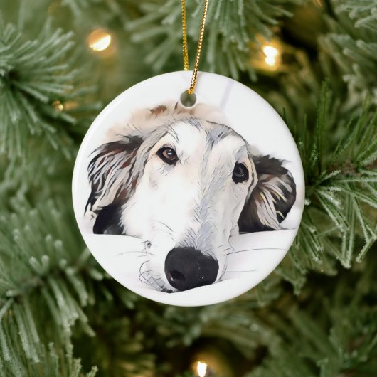 Borzoi Kerstversiering Keramisch Ornament (Boom)