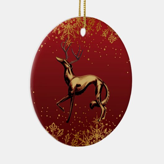 Borzoi Kerstversiering Keramisch Ornament (Rechts)