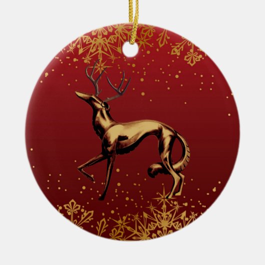 Borzoi Kerstversiering Keramisch Ornament (Voorkant)