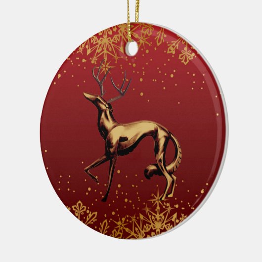 Borzoi Kerstversiering Keramisch Ornament (Links)