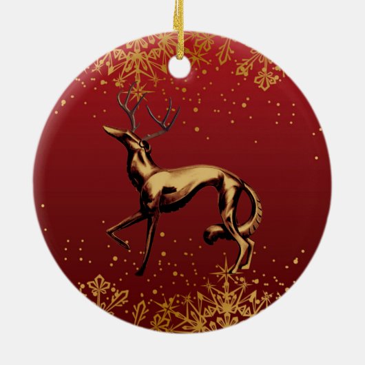 Borzoi Kerstversiering Keramisch Ornament (Achterkant)