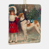 Borzoi Kerstversiering Keramisch Ornament (Rechts)