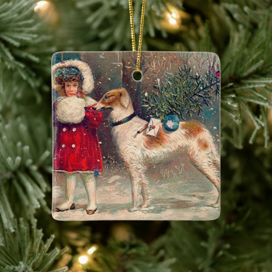 Borzoi Kerstversiering Keramisch Ornament (Boom)