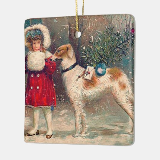 Borzoi Kerstversiering Keramisch Ornament (Links)