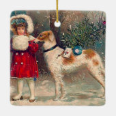 Borzoi Kerstversiering Keramisch Ornament (Achterkant)
