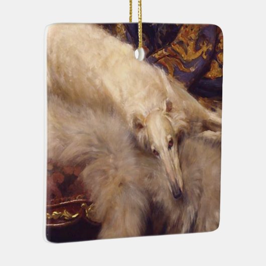 Borzoi Kerstversiering Keramisch Ornament (Rechts)
