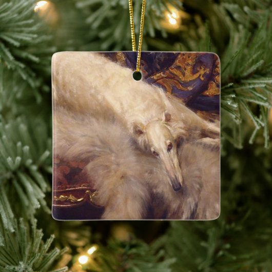 Borzoi Kerstversiering Keramisch Ornament (Boom)