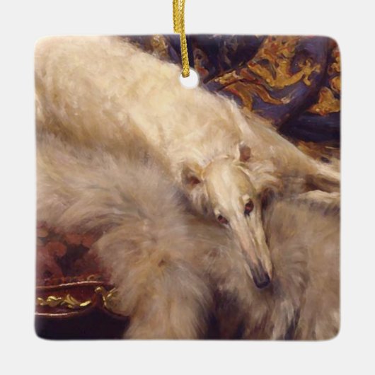 Borzoi Kerstversiering Keramisch Ornament (Voorkant)
