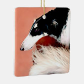 Borzoi Kerstversiering Keramisch Ornament (Rechts)