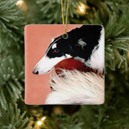 Borzoi Kerstversiering Keramisch Ornament