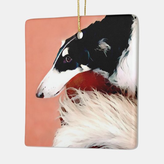 Borzoi Kerstversiering Keramisch Ornament (Links)