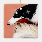 Borzoi Kerstversiering Keramisch Ornament (Achterkant)
