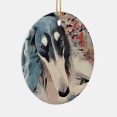Borzoi Kerstversiering Keramisch Ornament (Rechts)