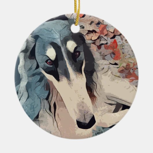 Borzoi Kerstversiering Keramisch Ornament (Voorkant)